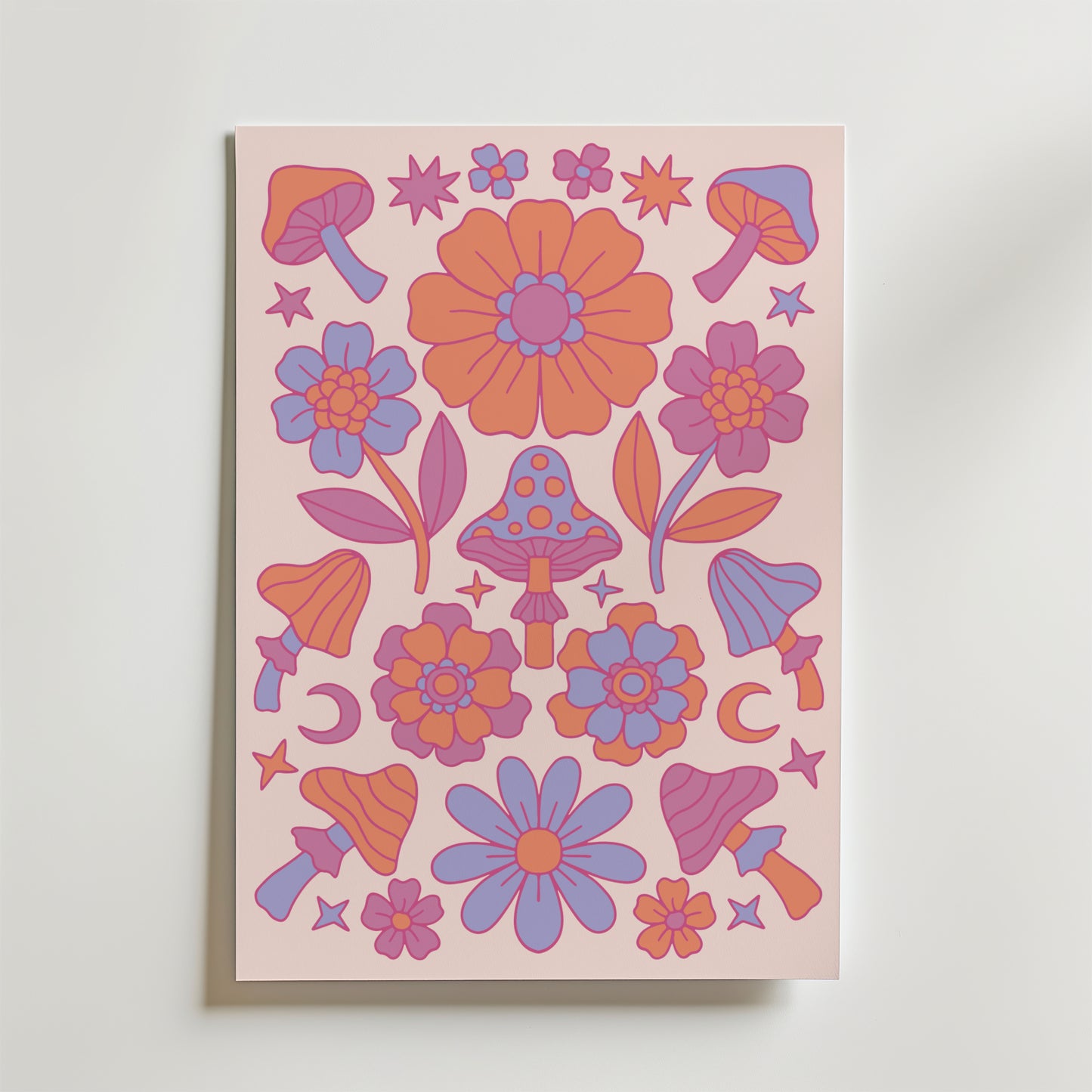 Pink Psychedelic Flowers Poster