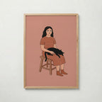 Girl and Cat Poster i ekram – fri frakt över 499 kr