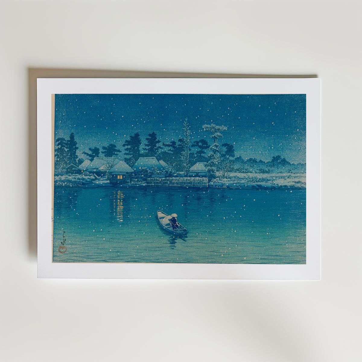 Hasui Kawase Ushibori 1930 Poster – med passepartout