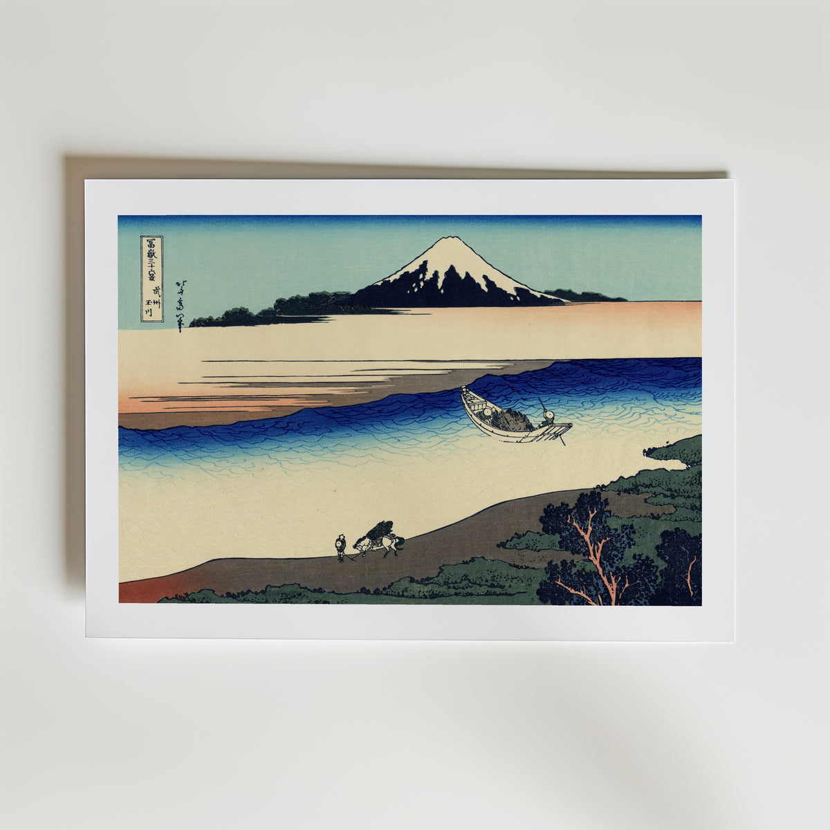 Katsushika Hokusai Tama River in Musashi Province 1831 Poster – med passepartout