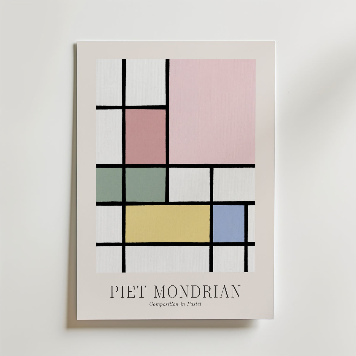 Piet Mondrian Composition in Pastel Poster – med passepartout