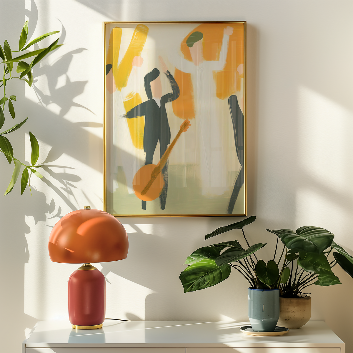 Mockup av In Rhythm We Rise Abstract affisch på vägg – köp enkelt hos Bozetto i hög kvalitet