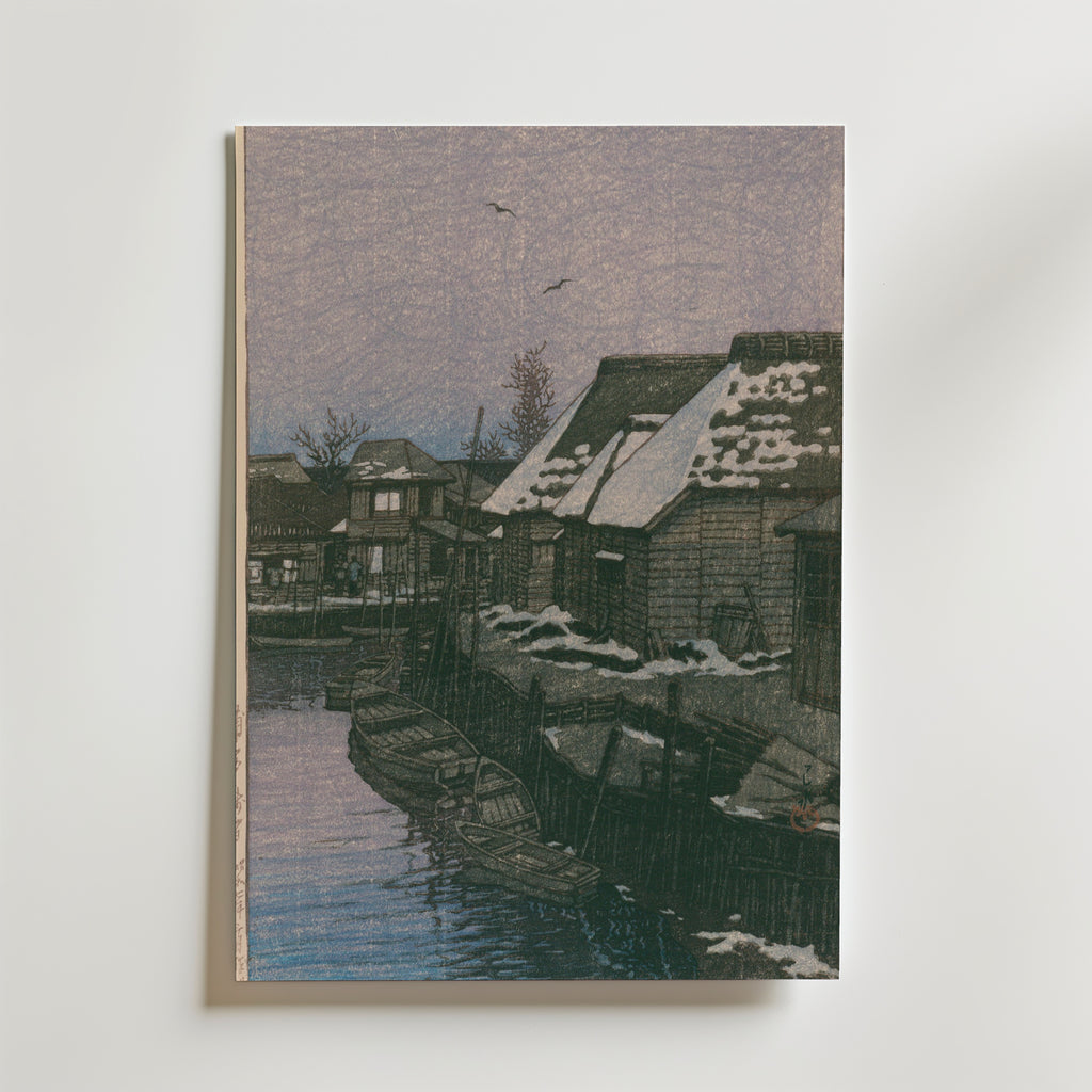 Hasui Kawase Lingering Snow at Urayasu 1932 Poster – utan passepartout