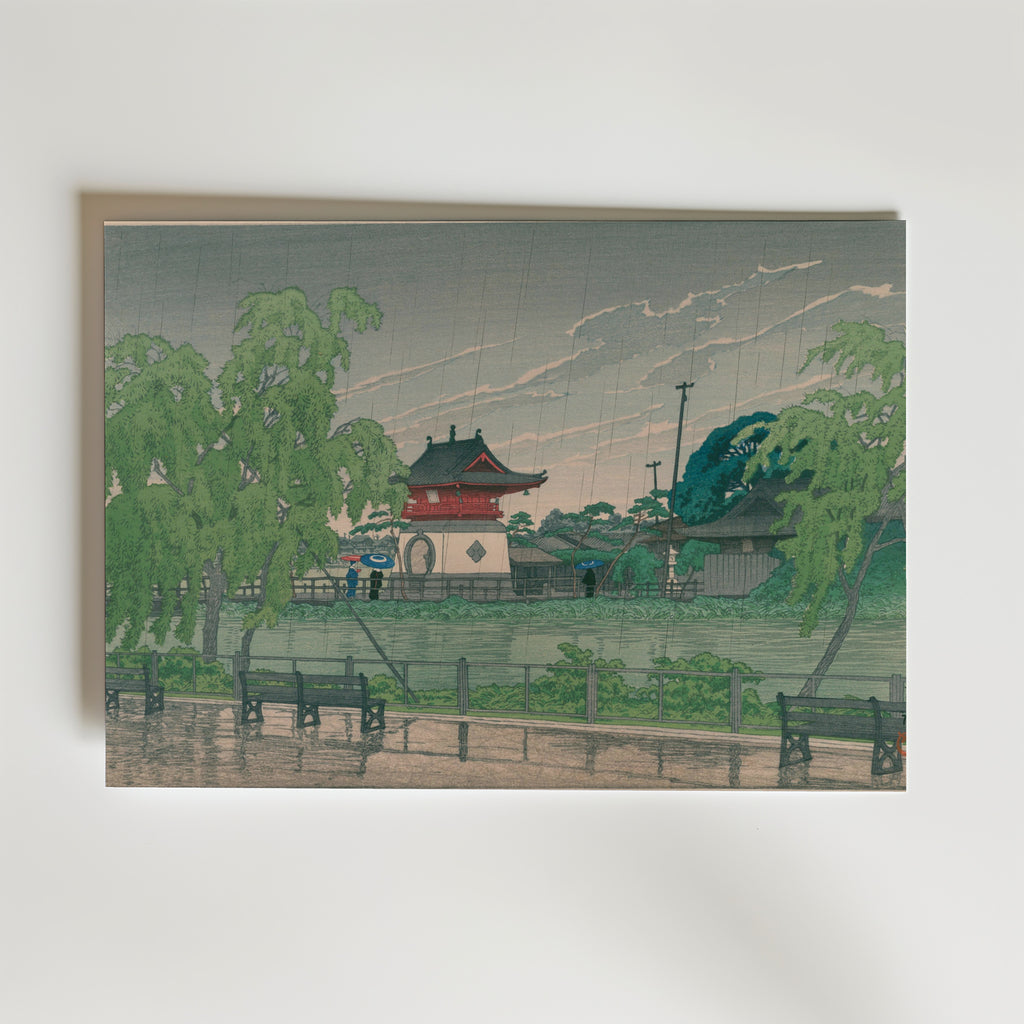 Hasui Kawase Shinobazu Pond in Rain 1929 Poster – utan passepartout