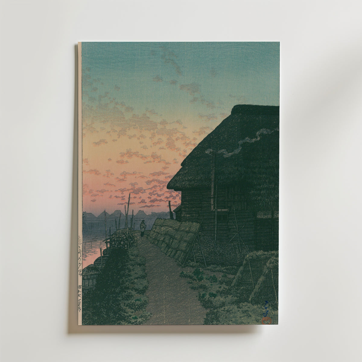 Hasui Kawase Sunset at Morigasaki 1932 Poster – utan passepartout