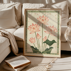 Mockup av Japanese Lotus affisch på vägg – köp enkelt hos Bozetto i hög kvalitet