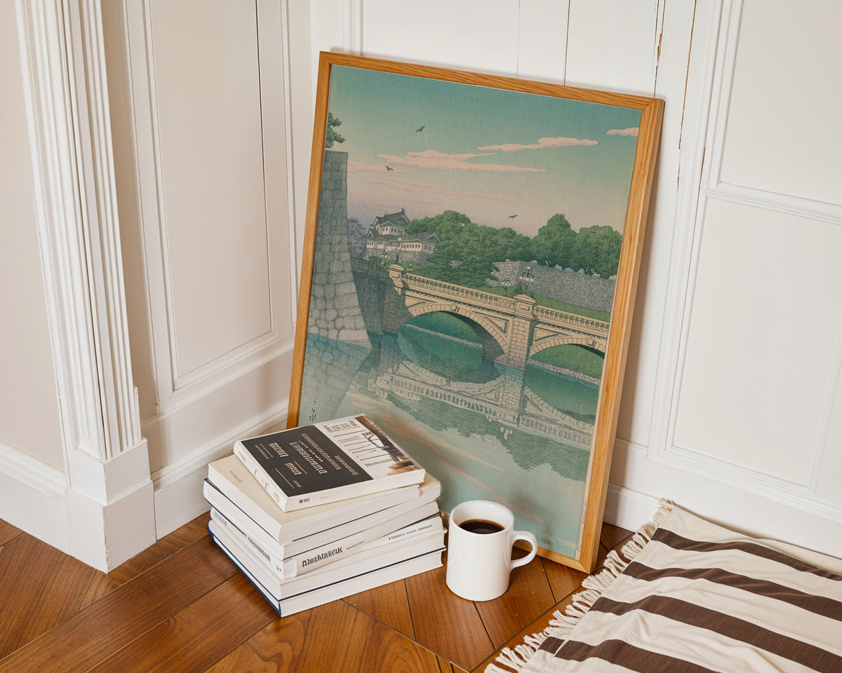 Hasui Kawase Morning at Nijubashi Bridge 1930 Poster – i rum 1