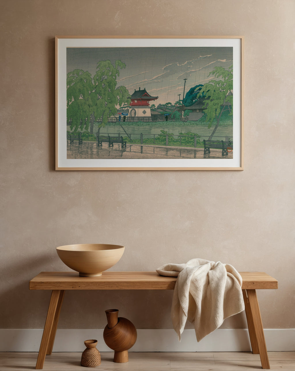 Hasui Kawase Shinobazu Pond in Rain 1929 Poster – i rum 1