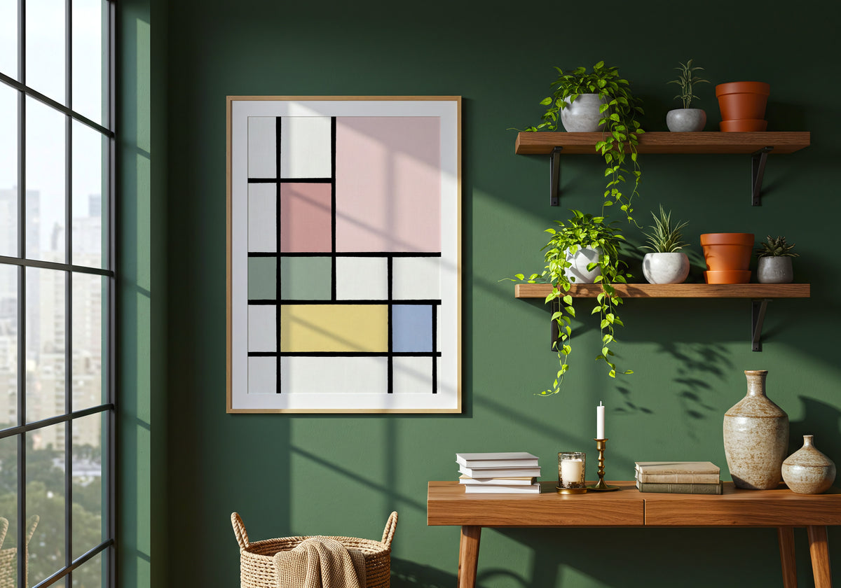 Piet Mondrian Composition in Pastel Poster – i rum 1
