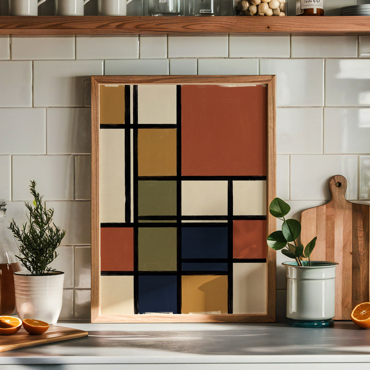 Piet Mondrian Composition in Terracotta Poster – i rum 1