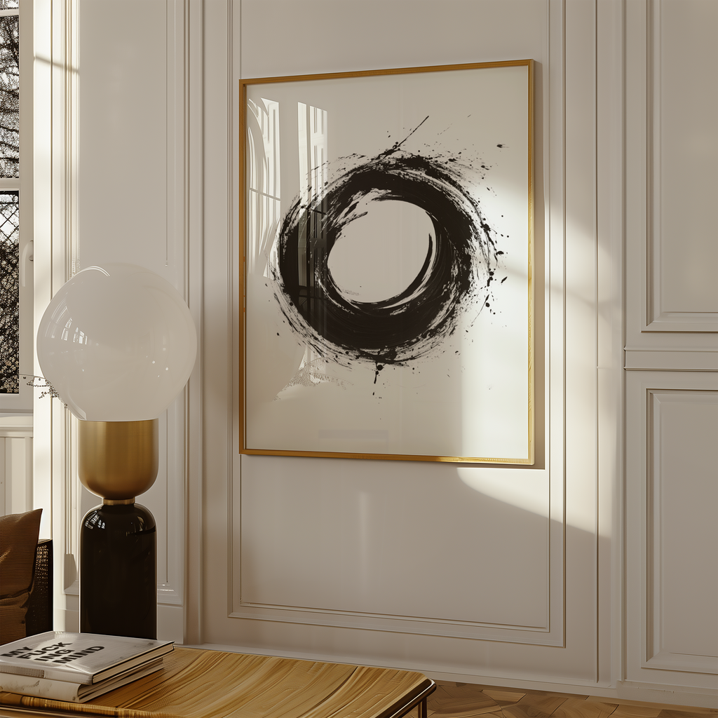 Väggmockup av Zen Circle affisch på ljus tegelvägg – Bozetto konsttryck i hög tryckkvalitet