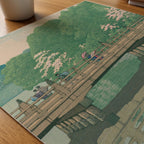 Hasui Kawase Benkei Bridge at Akasaka 1931 Poster – närbild på papper
