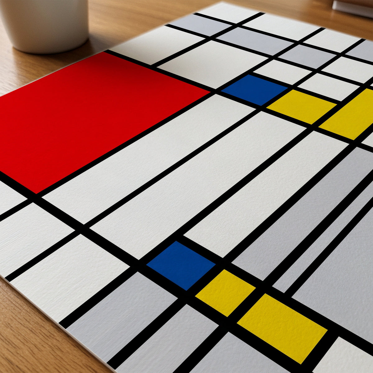 Piet Mondrian Tall Composition with Red Poster – närbild på papper
