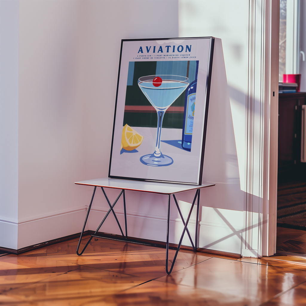 Mockup av Aviation Drink affisch på vägg – köp enkelt hos Bozetto i hög kvalitet