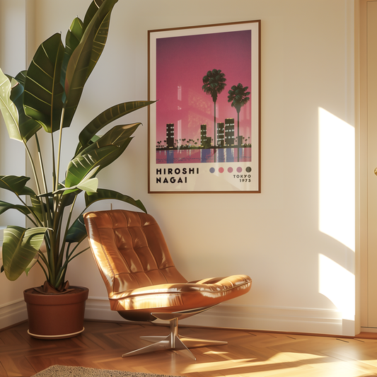 Hiroshi Nagai Pink Sunset Skyline Poster