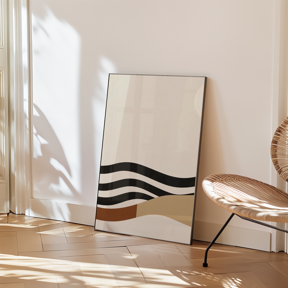 Mockup av Earthline Harmony affisch på vägg – köp enkelt hos Bozetto i hög kvalitet