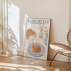 Väggmockup av Kanelbulle affisch på ljus tegelvägg – Bozetto konsttryck i hög tryckkvalitet