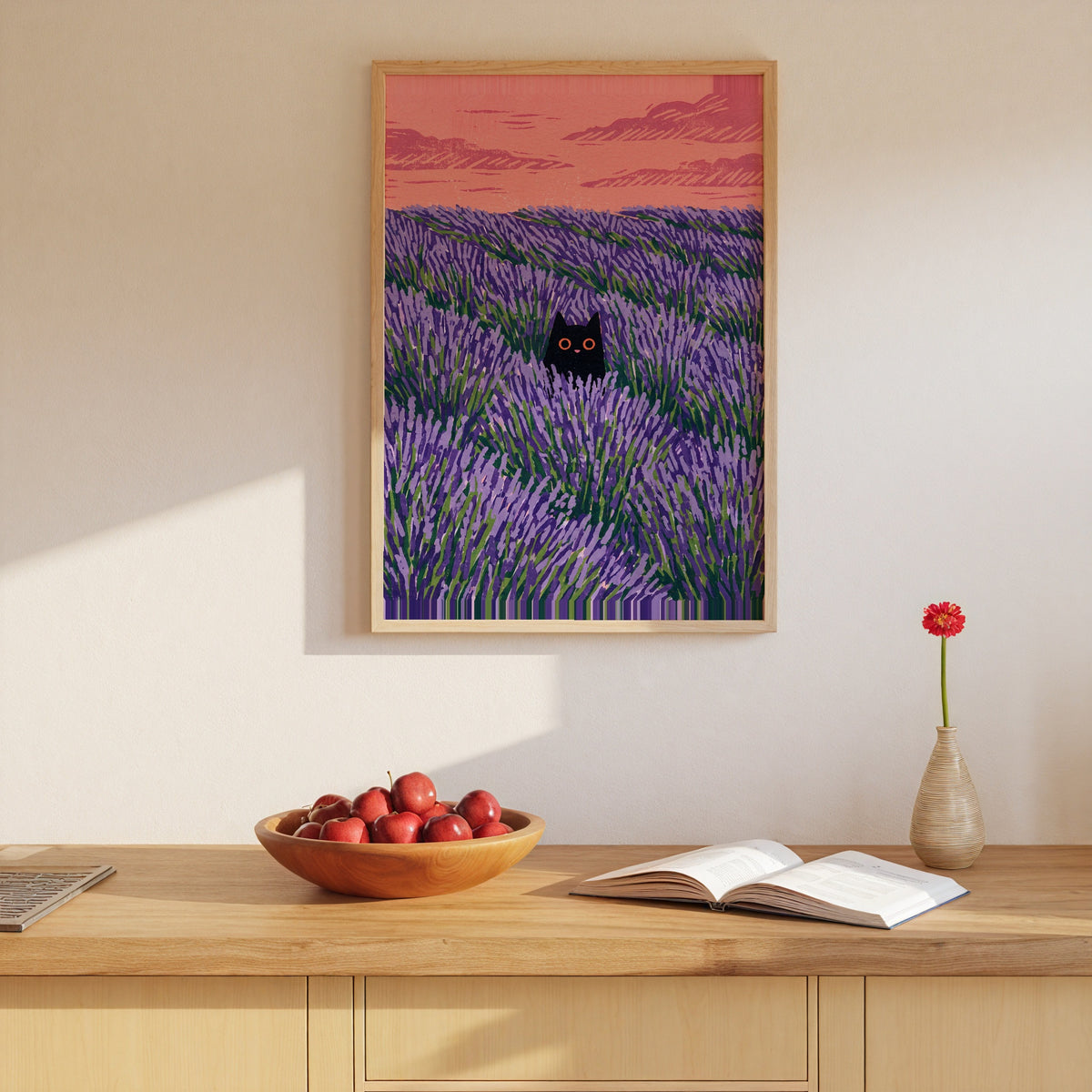 Hidden Cat Lavender Poster – i rum 2