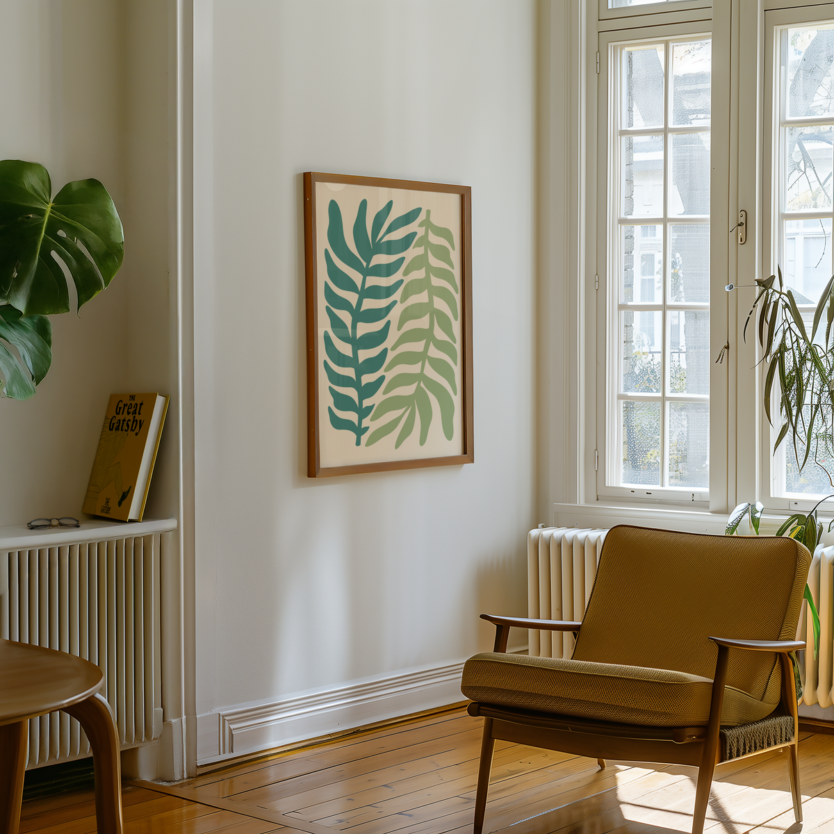 Mockup av Botanical Balance affisch på vägg – köp enkelt hos Bozetto i hög kvalitet
