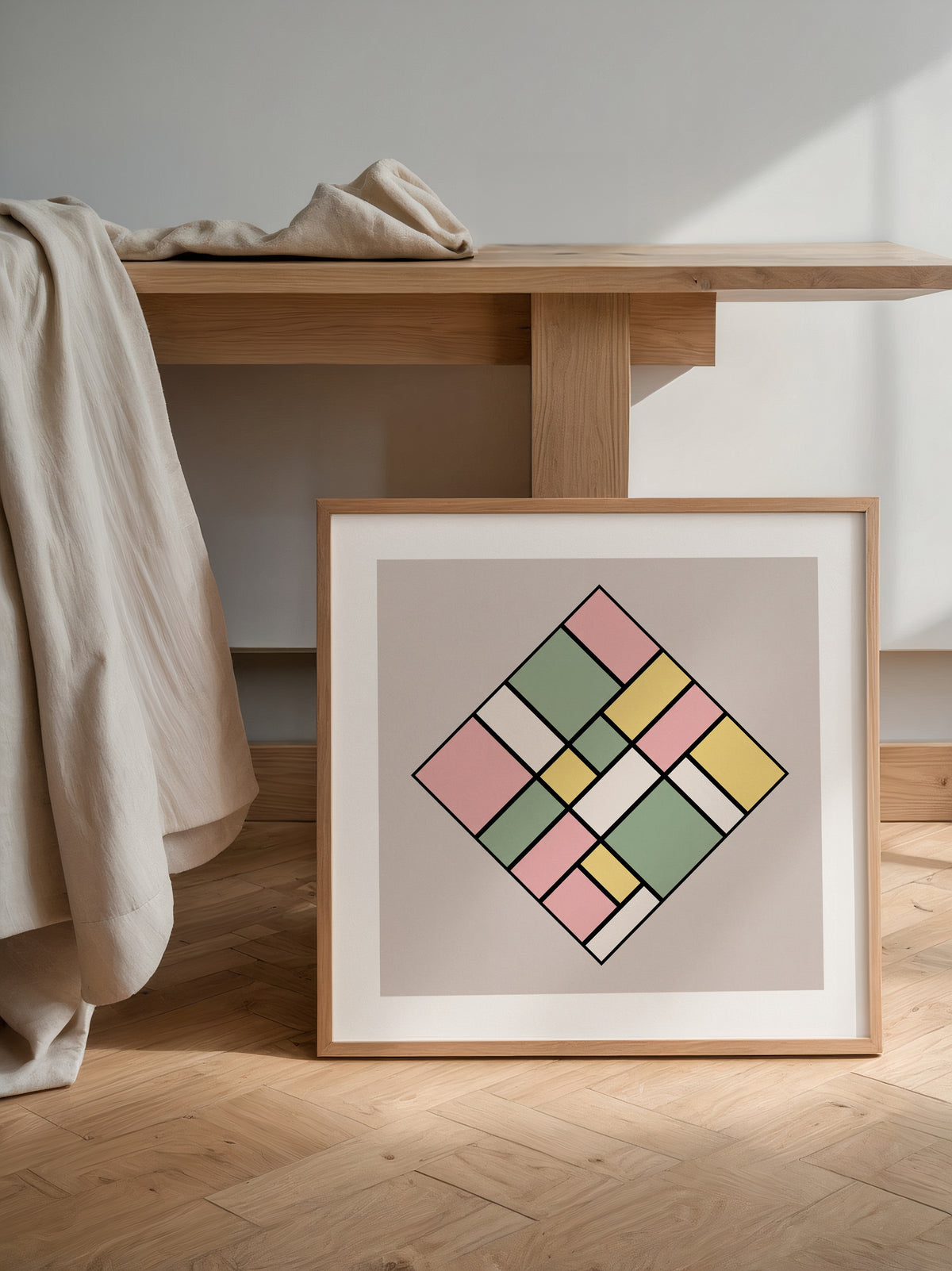 Piet Mondrian Pastel Lozenge Poster – i rum 1