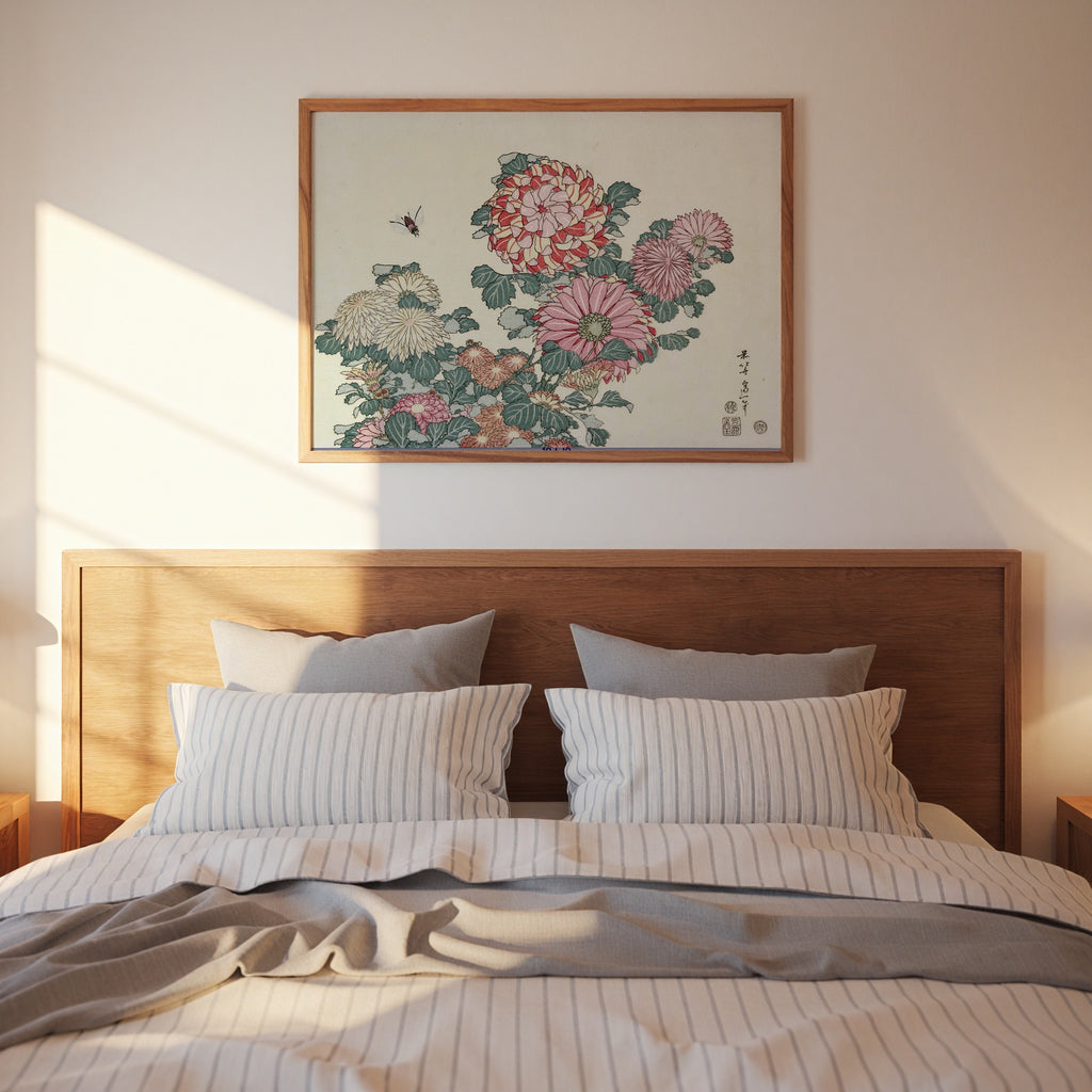 Katsushika Hokusai Chrysanthemums and Bee 1834 Poster – i rum 5
