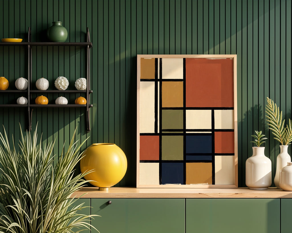 Piet Mondrian Composition in Terracotta Poster – i rum 4