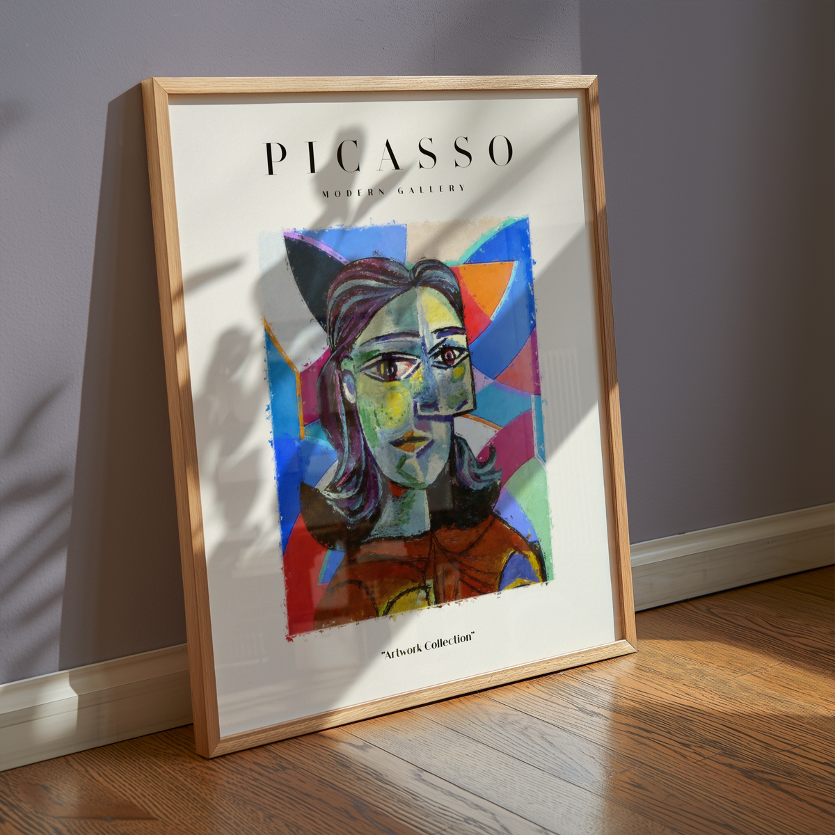 Mockup av Picasso Cubist Expression affisch på vägg – köp enkelt hos Bozetto i hög kvalitet