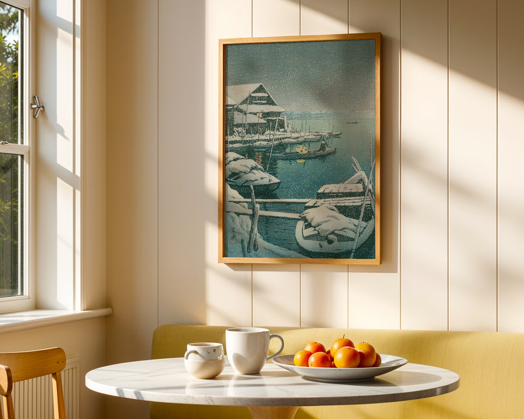 Hasui Kawase Snow at Mukojima 1931 Poster – i rum 5