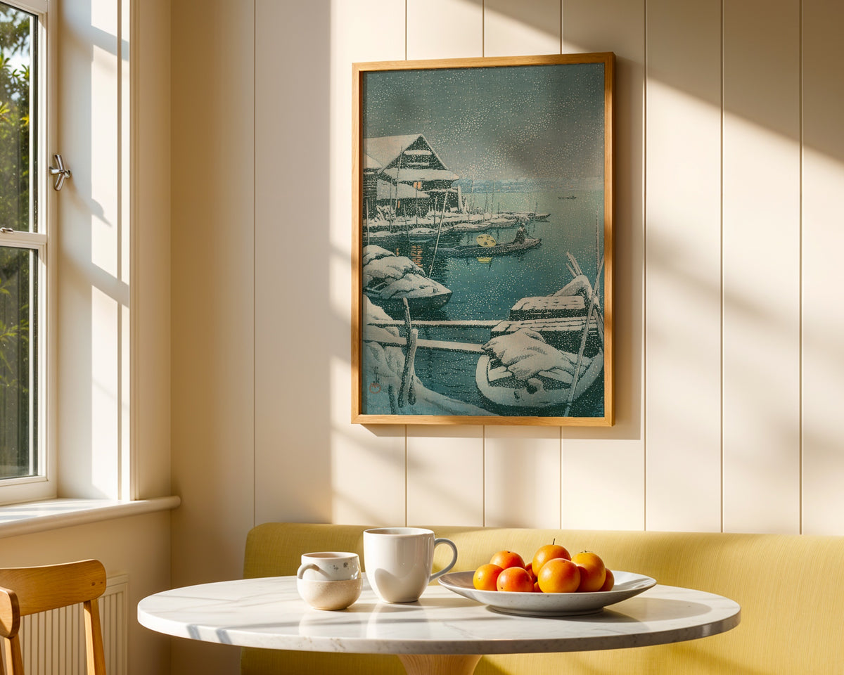 Hasui Kawase Snow at Mukojima 1931 Poster – i rum 5