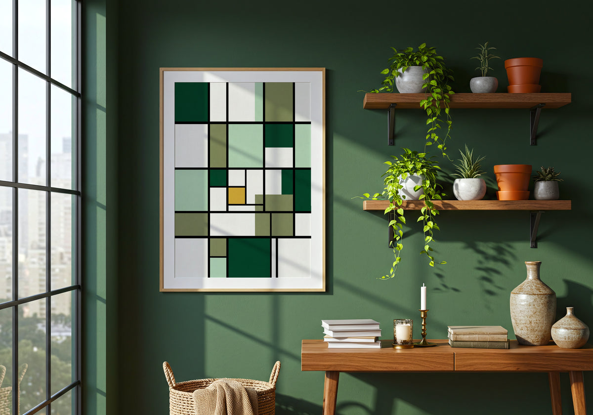 Piet Mondrian Composition in Green Poster – i rum 5