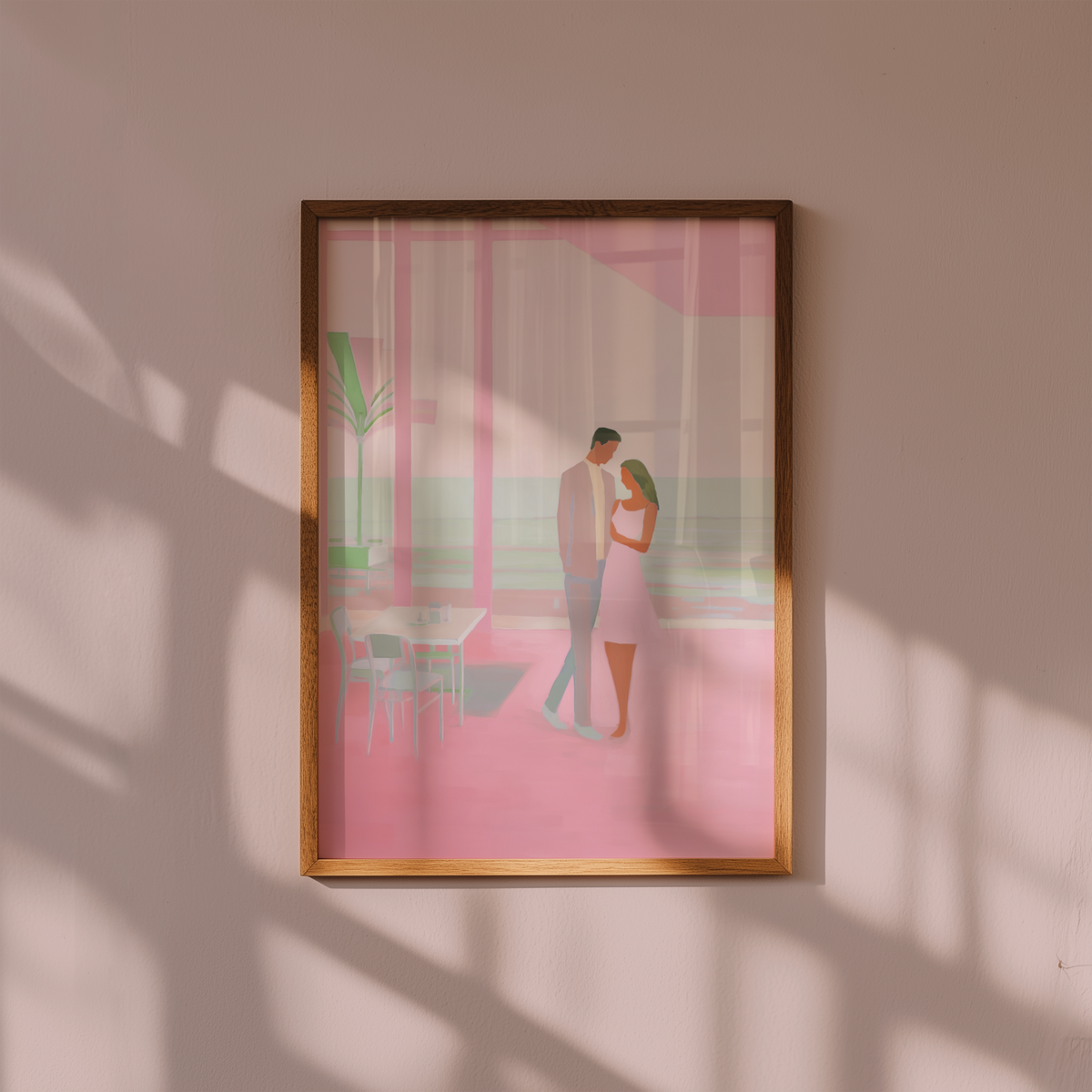 Mockup av La Côte d'Amour affisch på vägg – köp enkelt hos Bozetto i hög kvalitet
