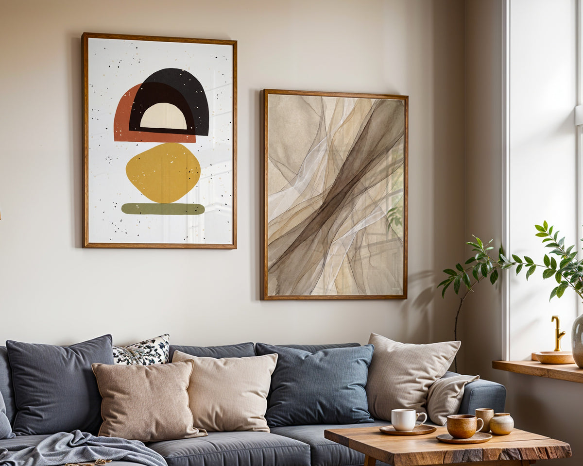 Mid-Century Balance Poster – två posters i rum 1