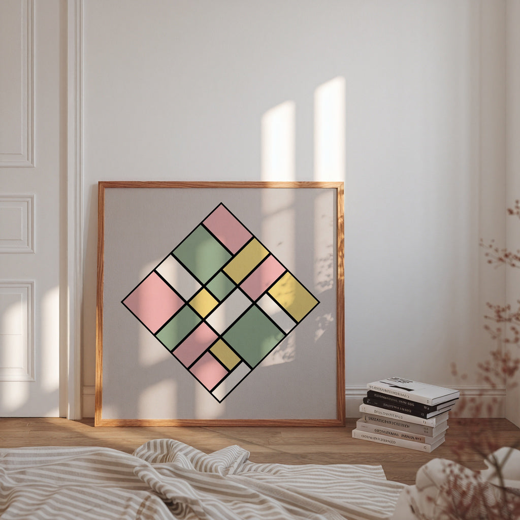 Piet Mondrian Pastel Lozenge Poster – i rum 4