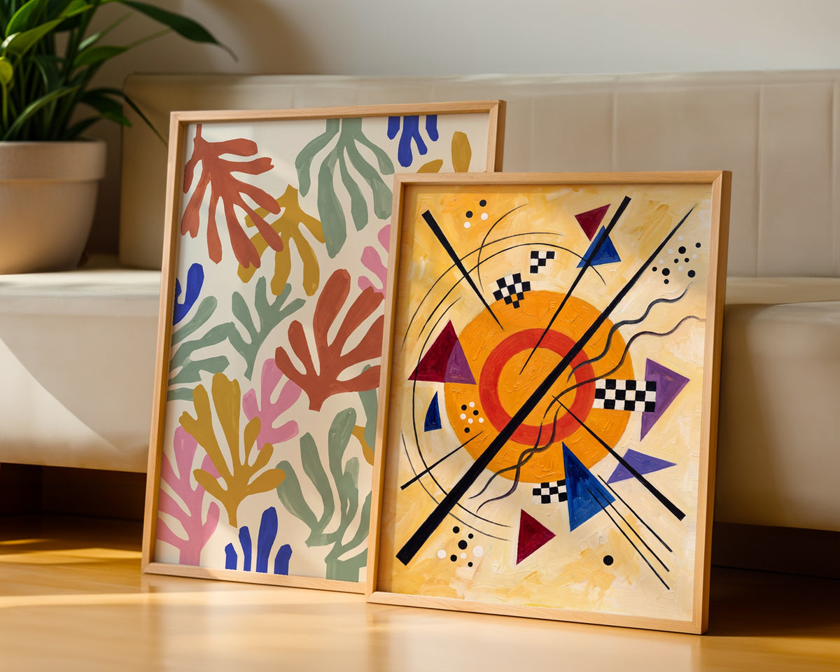 Wassily Kandinsky Sunrise Composition Poster – två posters i rum 1