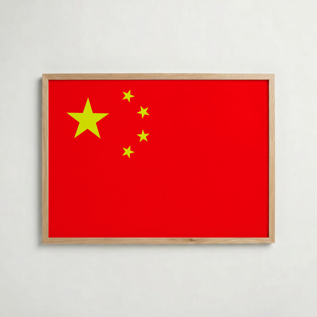 China National Flag Poster i ekram – inramad konsttryck för stilren inredning hos Bozetto