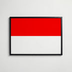 Indonesia National Flag Poster i svart ram – stilren konsttryck som väggdekor från Bozetto