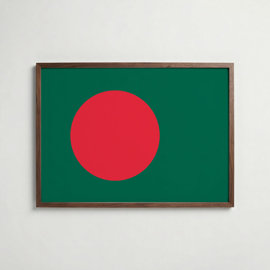 Bangladesh National Flag Poster i valnötsram – varm konstaffisch för hemmet från Bozetto