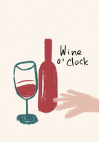Wine O'Clock konsttryck på vit bakgrund – elegant Bozetto affisch för hemmet i hög tryckkvalitet