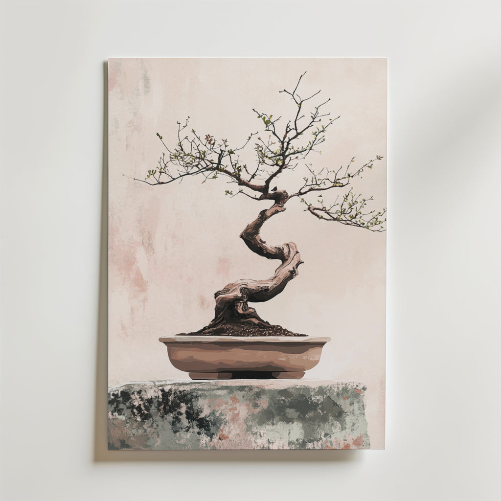 Silent Bonsai Balance – stilfullt konsttryck från Bozetto, tryckt på matt finpapper