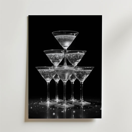 Champagne Glas Pyramid Drink Poster