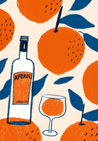 Aperol Spritz konsttryck på vit bakgrund – elegant Bozetto affisch för hemmet i hög tryckkvalitet