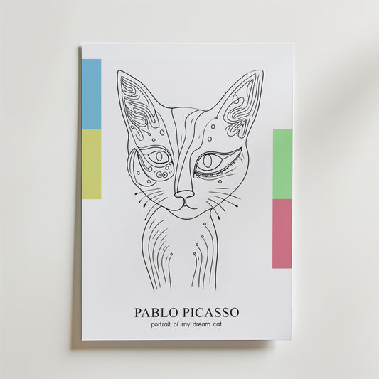 Picasso Abstract Cat Portrait Poster