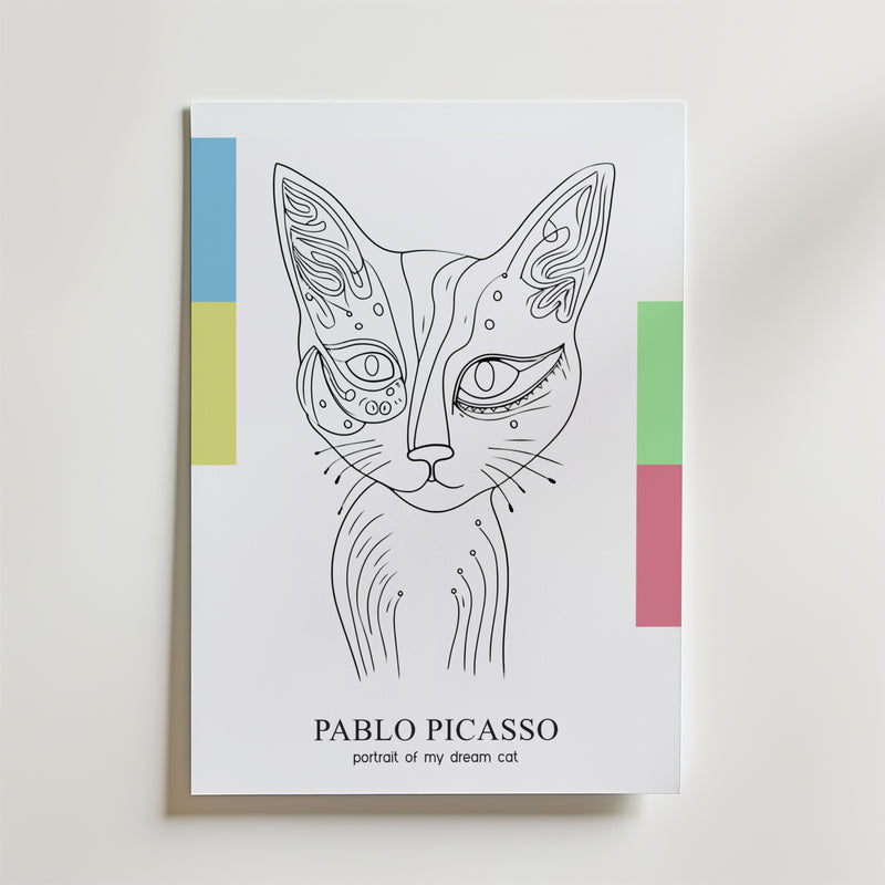 Picasso Abstract Cat Portrait Poster