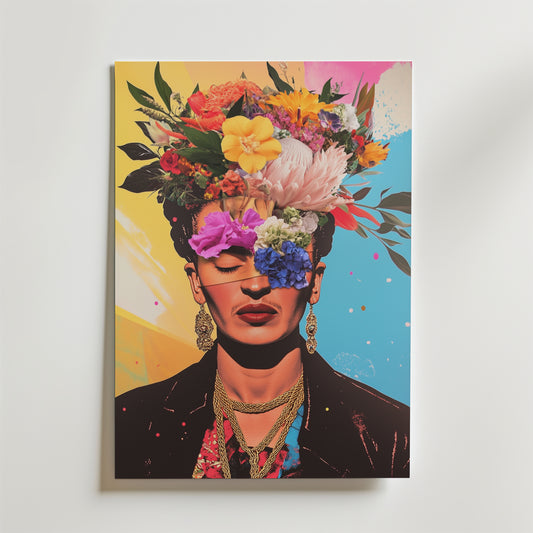 Floral Frida Kahlo Portrait Poster