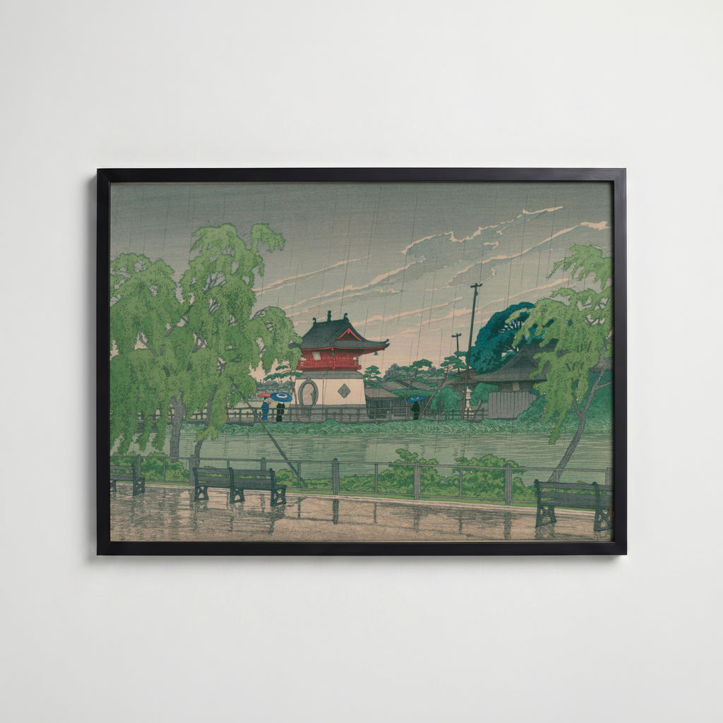 Hasui Kawase Shinobazu Pond in Rain 1929 Poster – svart ram