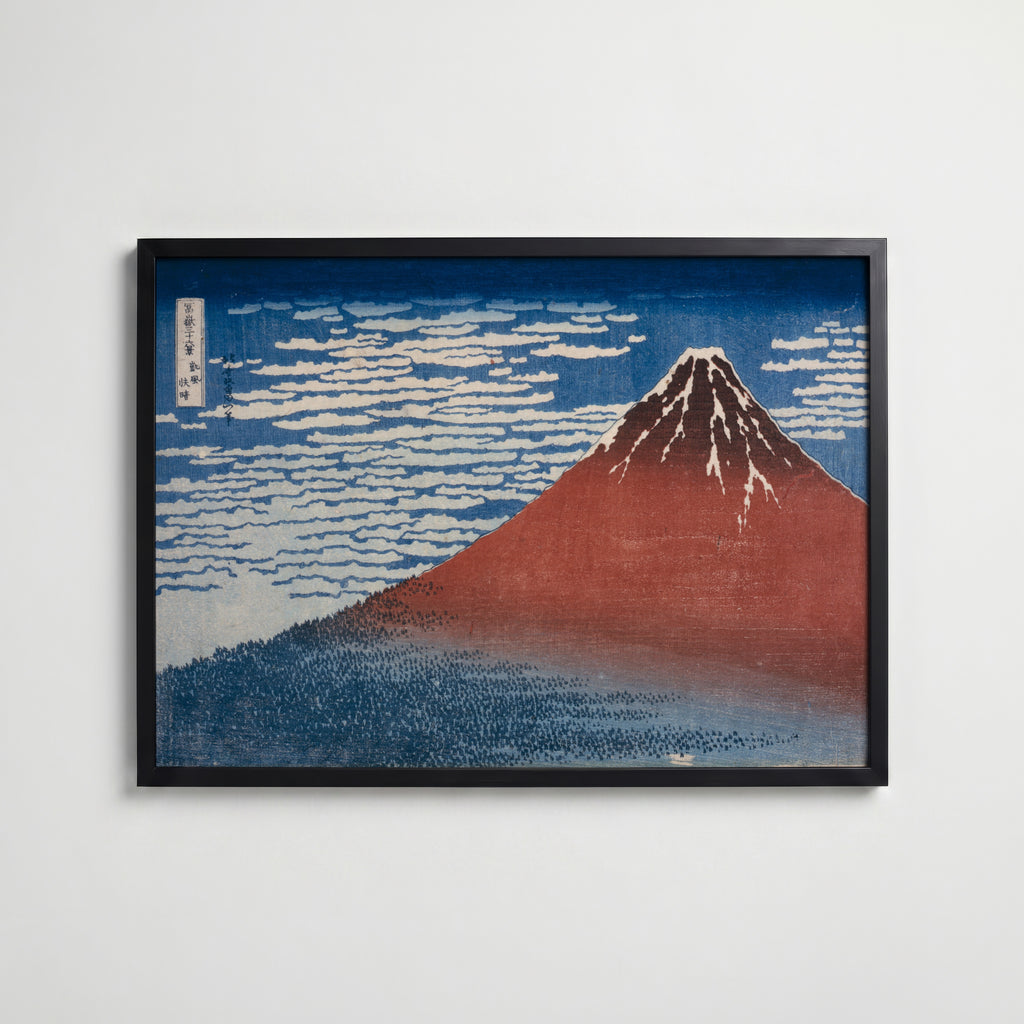 Katsushika Hokusai Fine Wind Clear Morning 1831 Poster – svart ram