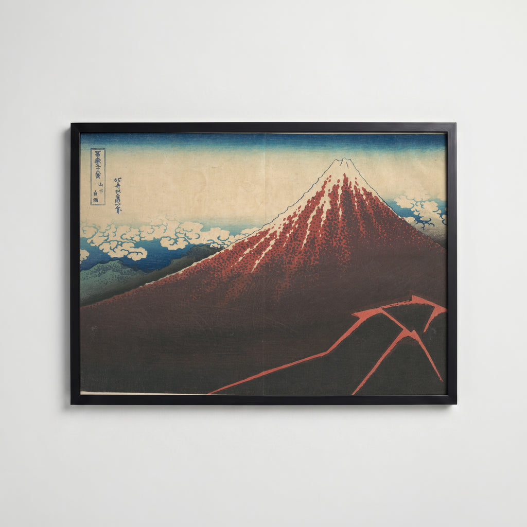 Katsushika Hokusai Thunderstorm Beneath the Summit 1831 Poster – svart ram