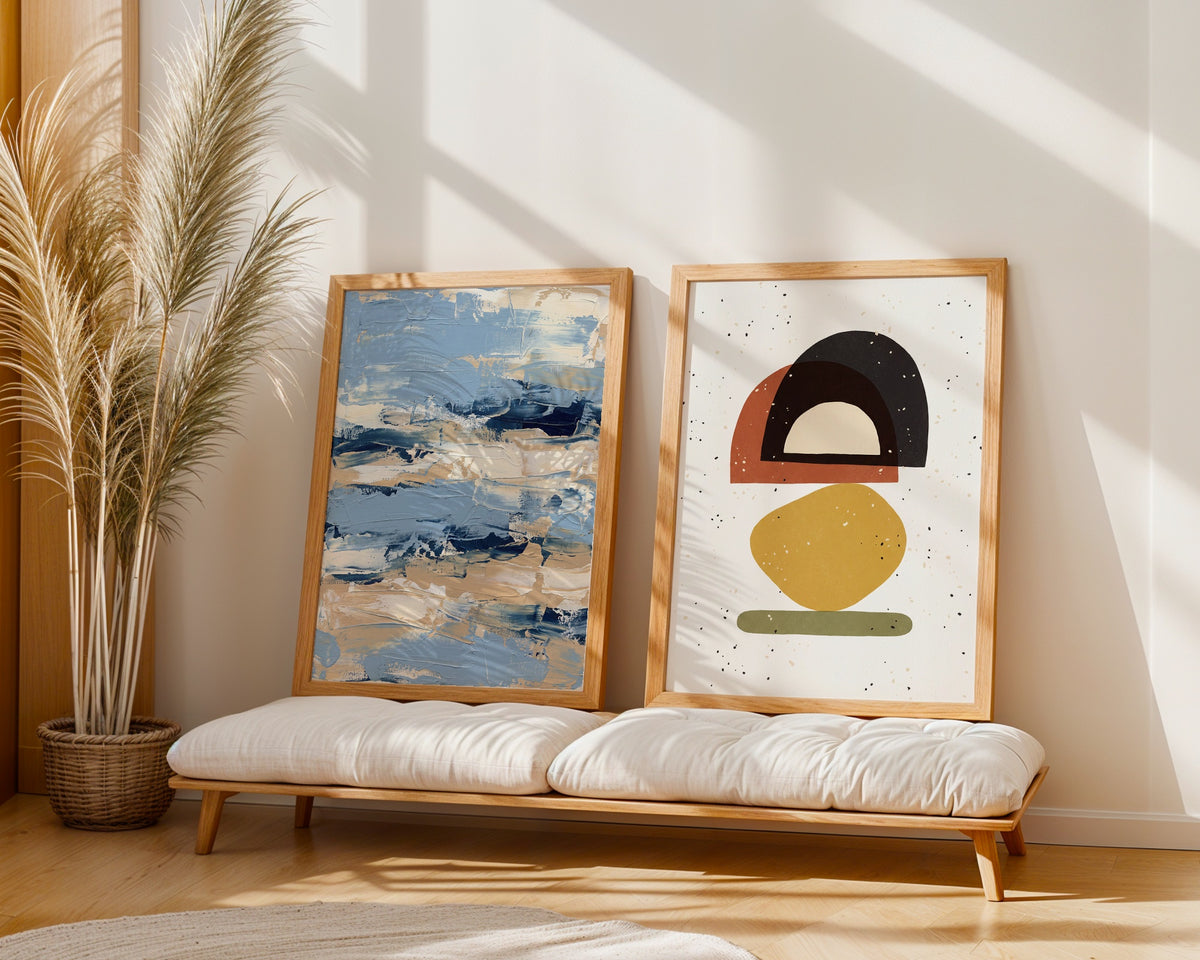 Mid-Century Balance Poster – två posters i rum 2
