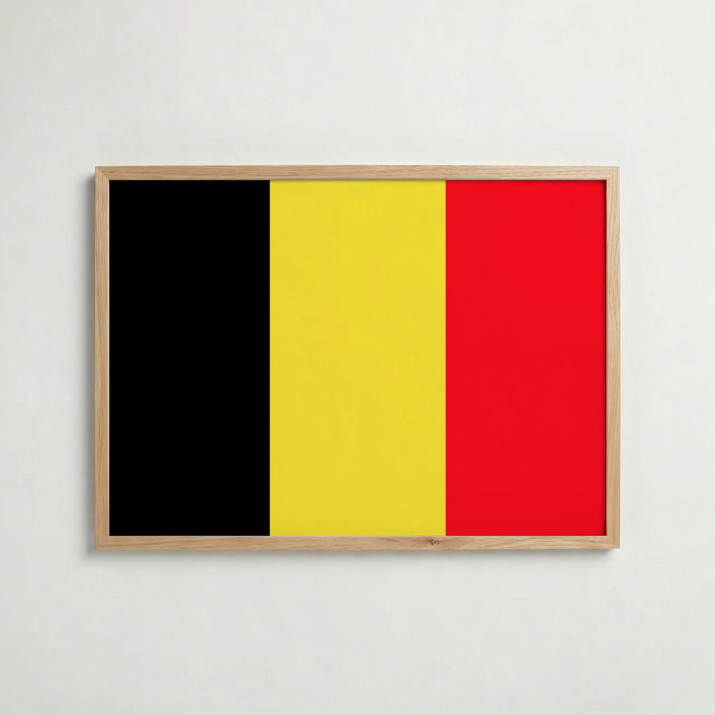 Belgium National Flag Poster i ekram – inramad konsttryck för stilren inredning hos Bozetto