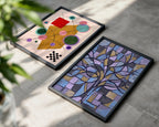 Piet Mondrian Blossoming Tree in Blue Poster – två posters i rum 2